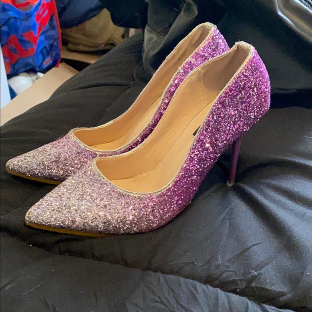 Purple ombré glitter heels